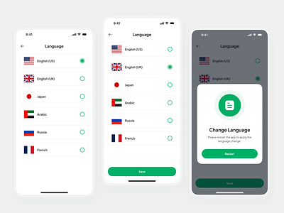 Mokopi - Account, Language flow | Mobile UI Kit admin dashboard ai agent brand identity branding clean dashboard delivery e commerce grocery store minimalist online business product design saas shop retail shopping cart travel ui web3 website design