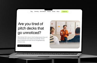 Landing Page Design for Investor Pitching Accelerator Service micro animation ui ux web design