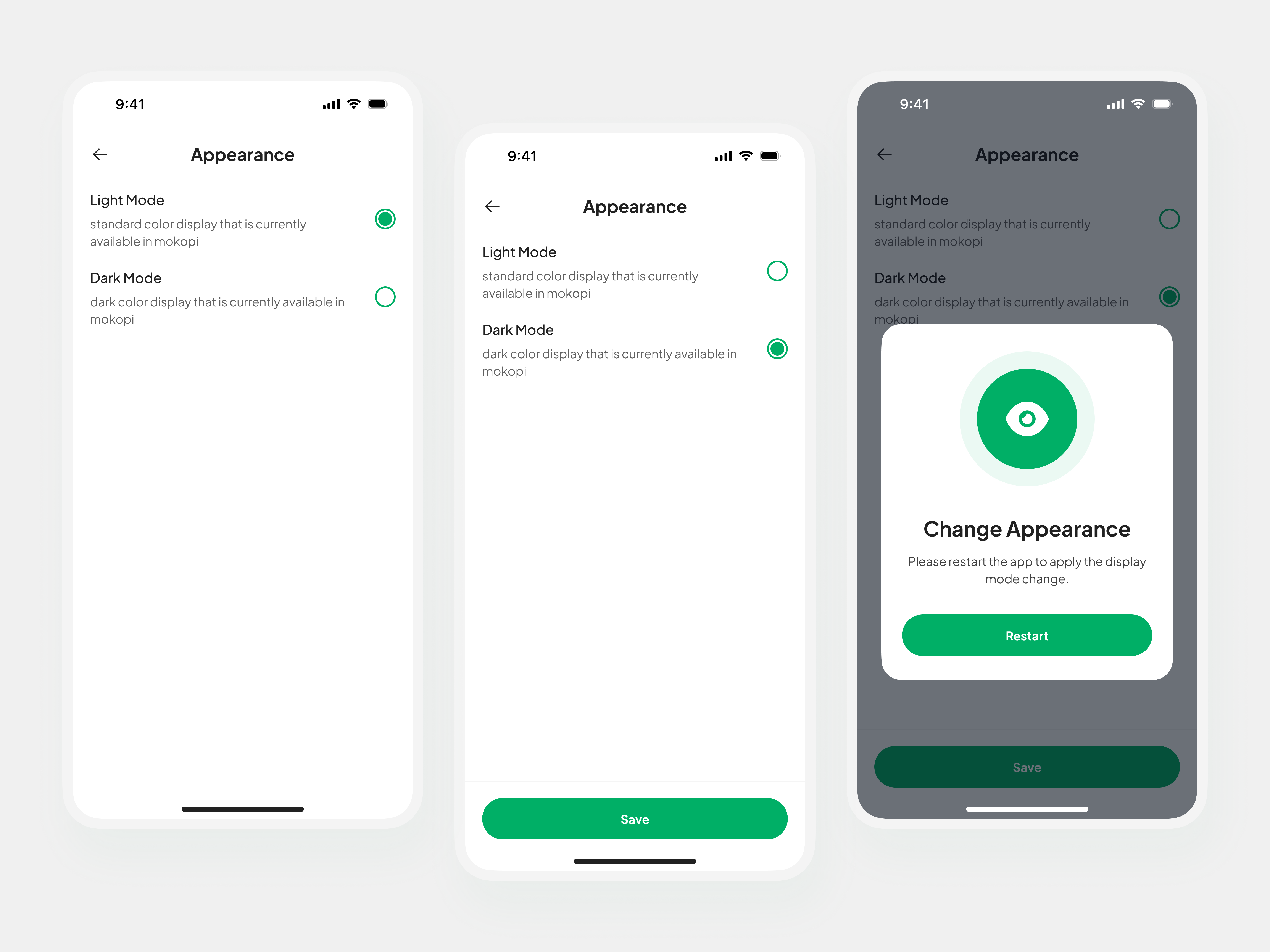 Mokopi - Account, Appearance flow | Mobile UI Kit admin dashboard ai agent brand identity branding clean delivery e commerce graphic chart marketplace buzz minimalist online business product design retail shop saas shopping cart travel ui web3 website design
