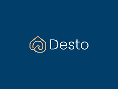 Desto 🏠 + 🌊 blue branding elegant gold home house identity line logo luxury mark minimal real estate sea spg stroke symbol wave yacht