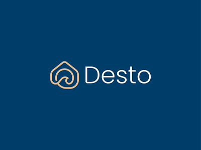 Desto 🏠 + 🌊 blue branding elegant gold home house identity line logo luxury mark minimal real estate sea spg stroke symbol wave yacht