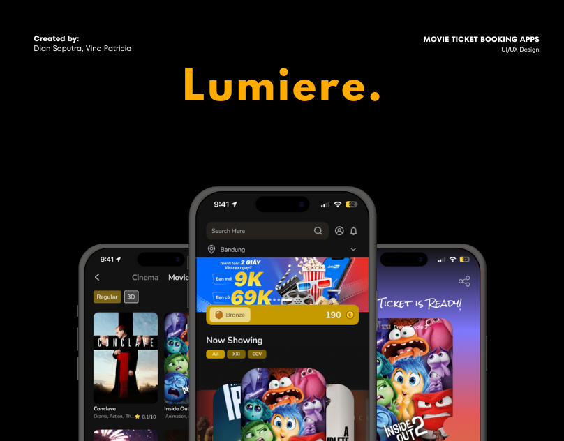 Lumiere - Movie Ticket Booking Apps bookingapps cinema entertainment hub movie ticket ticketapps ui uidesign uiux userinterface