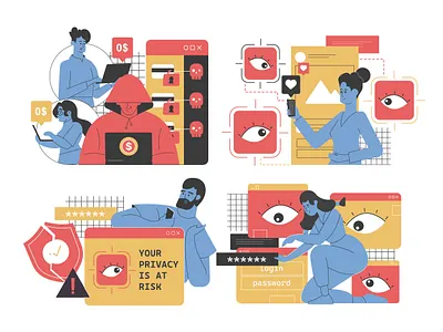 Digital Privacy: A Fragile Illusion cybersecurity data flatdesign illustration privacy