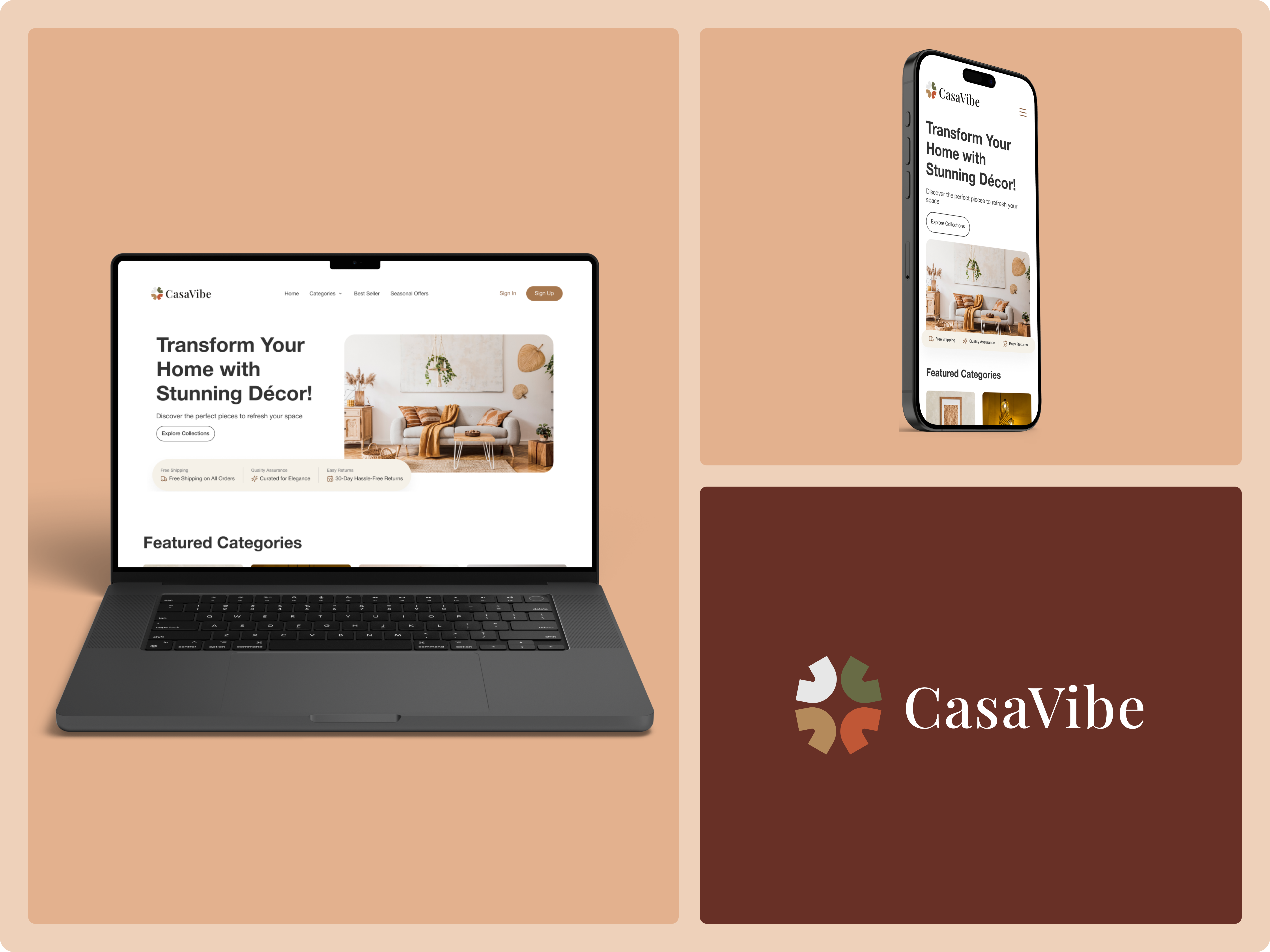 CasaVibe Landing Page brown decor furniture home landing page minimal vibe wall art