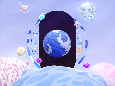 Cosmic Dreams - Surreal Cosmic Gate 3d 3d animation 3dart ae aftereffects animation cinema4d cosmic crypto design digital art illustration motion motion graphics nft octane planets render surreal vividmotion