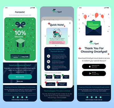 Engage & Convert: Mobile-Responsive Web UI for Service Bookings colortheory designforconversion designtrends discountfeatureui figma interactiveanimations kitchenappliance mobileappdesign serviceapp servicebooking userattention userengagement userexperience userfriendlydesign uxui