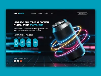 Futuristic Energy Drink Landing Page – VOLTEDGE logo motion graphics motion graphics. ui
