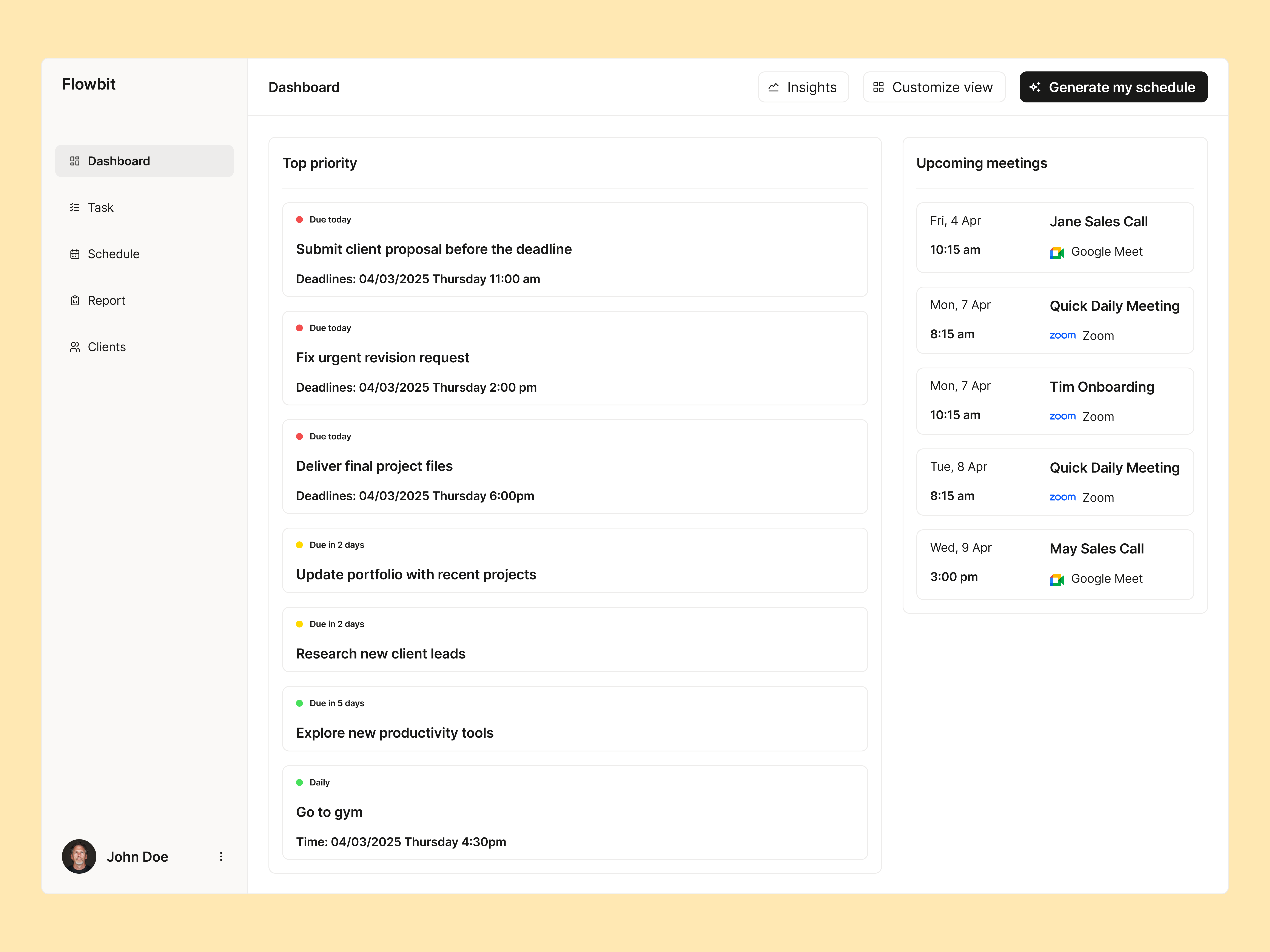Dashboard UI ai dashboard productivity ui ui design ux ux design