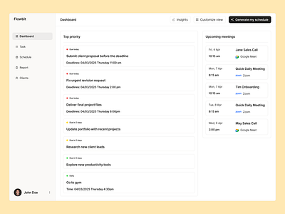 Dashboard UI ai dashboard productivity ui ui design ux ux design