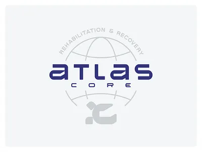 Atlas Core atlas branding core earth education font geometric globe gym hold icon letters logo recovery rehabilitation strong symbol typo typografy world