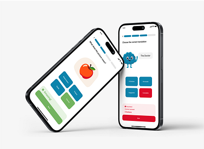 Language Learning Quiz - Mobile App UI english quiz ui language exercise ui language learning ui language quiz ui language training ui ux spanish quiz ui