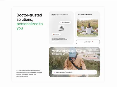 Bento Meditation animation bento cards clean health health bento health design health website jitter medical medical design meditation minimal motion motion design rive ui web web design yoga