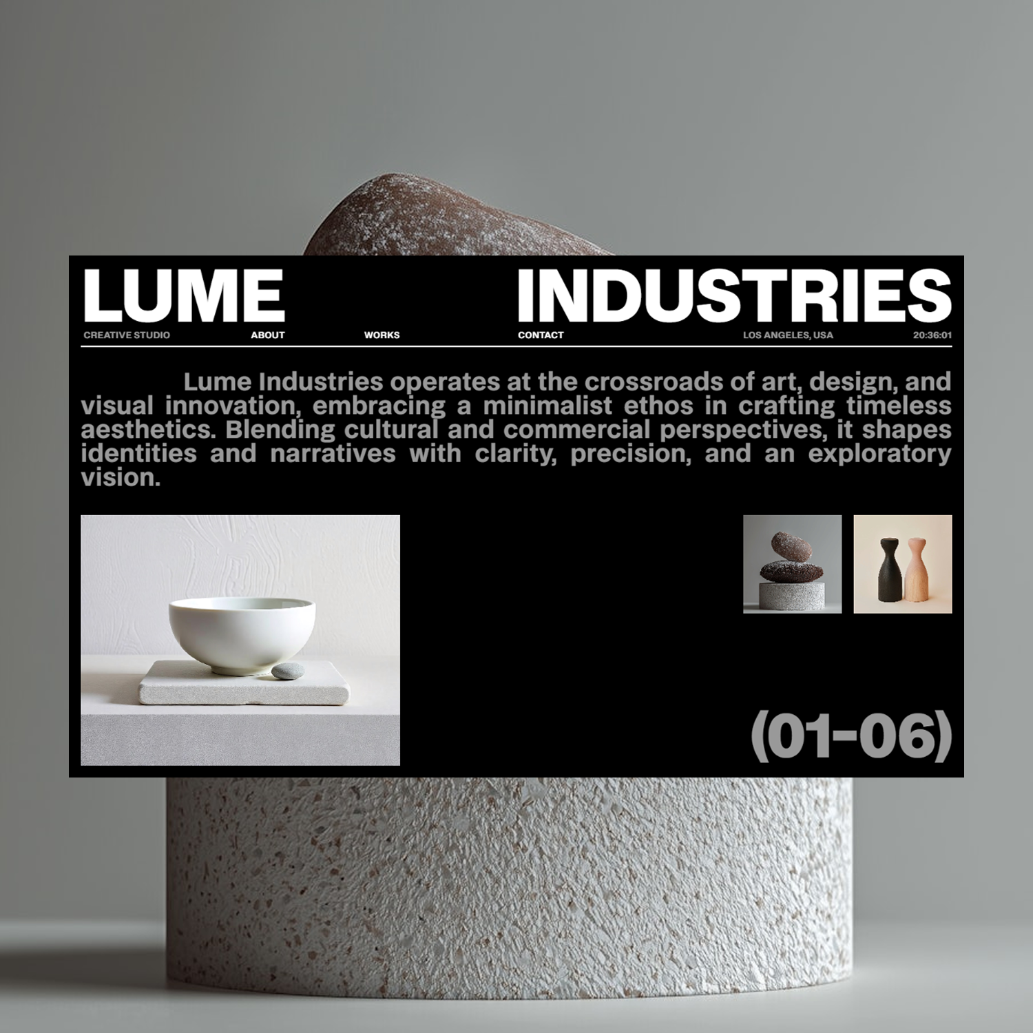 Lume Industries big typography bold design clean design editorial editorial layout experimental experimental design layout design minimal design minimalism minimalist design typographic design typography web design web typography