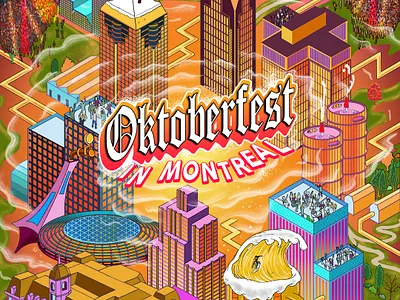 Oktoberfest In Montreal design branding graphic design illustration isometric logo poster design vector design