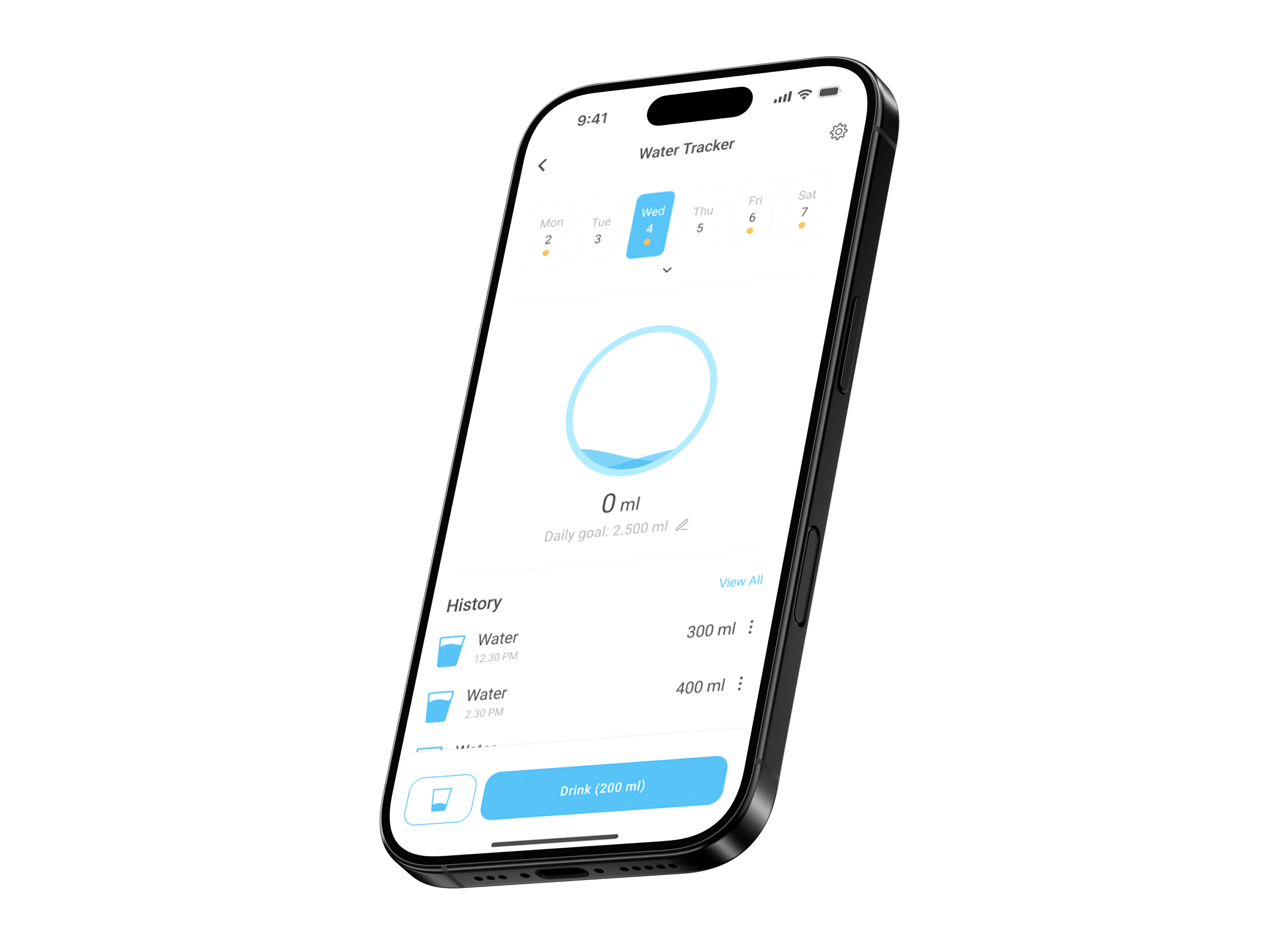 Water Reminder & Tracker - Mobile App UI calories tracker calory counter diet app gym app ui ux water intake tracker water reminder water reminder app ui water tracker ui weight loss tracker