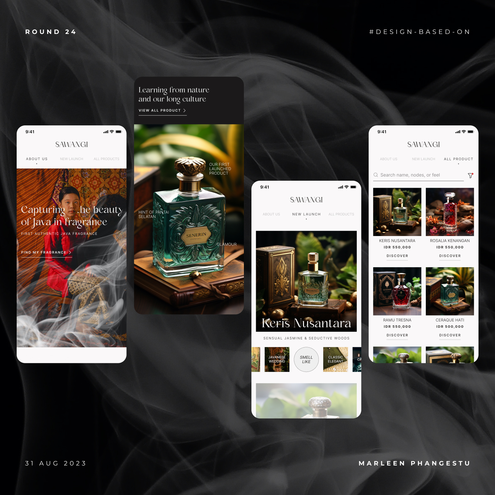 Immersive Fragrance Shopping – Experience Scent Visually branding ecommerce fragrance interaction interactive midjourney motion graphics shop ui uiux ux website