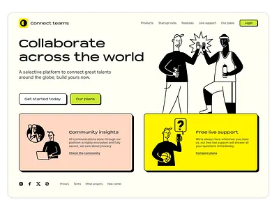 Support startup Landing page - Neubrutalism style design figma ui ux webpage