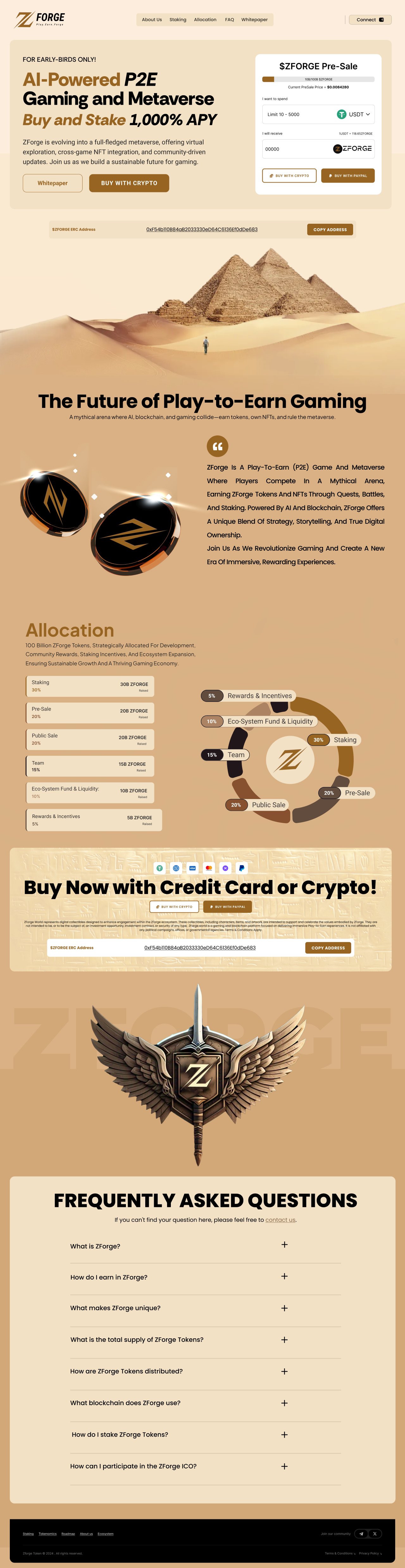 ZForge: Mythical P2E Metaverse { ICO + Stacking } + Dashboard branding crypto dashboard gaming ico landing page logo stacking token web3