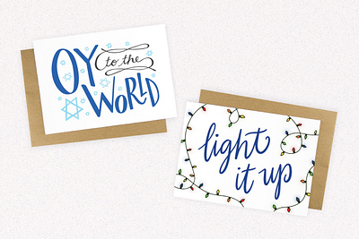 Holiday Card Illustration and Lettering cards christmas greeting card hanukkah holidays illustration print typography