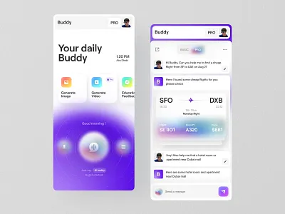 Buddy Ai App app auto gpt automated design gpt gpt3 gpt4 minimal mobile mobileapp nlp operating system orix os sajon simple clean interface system ui ux voice