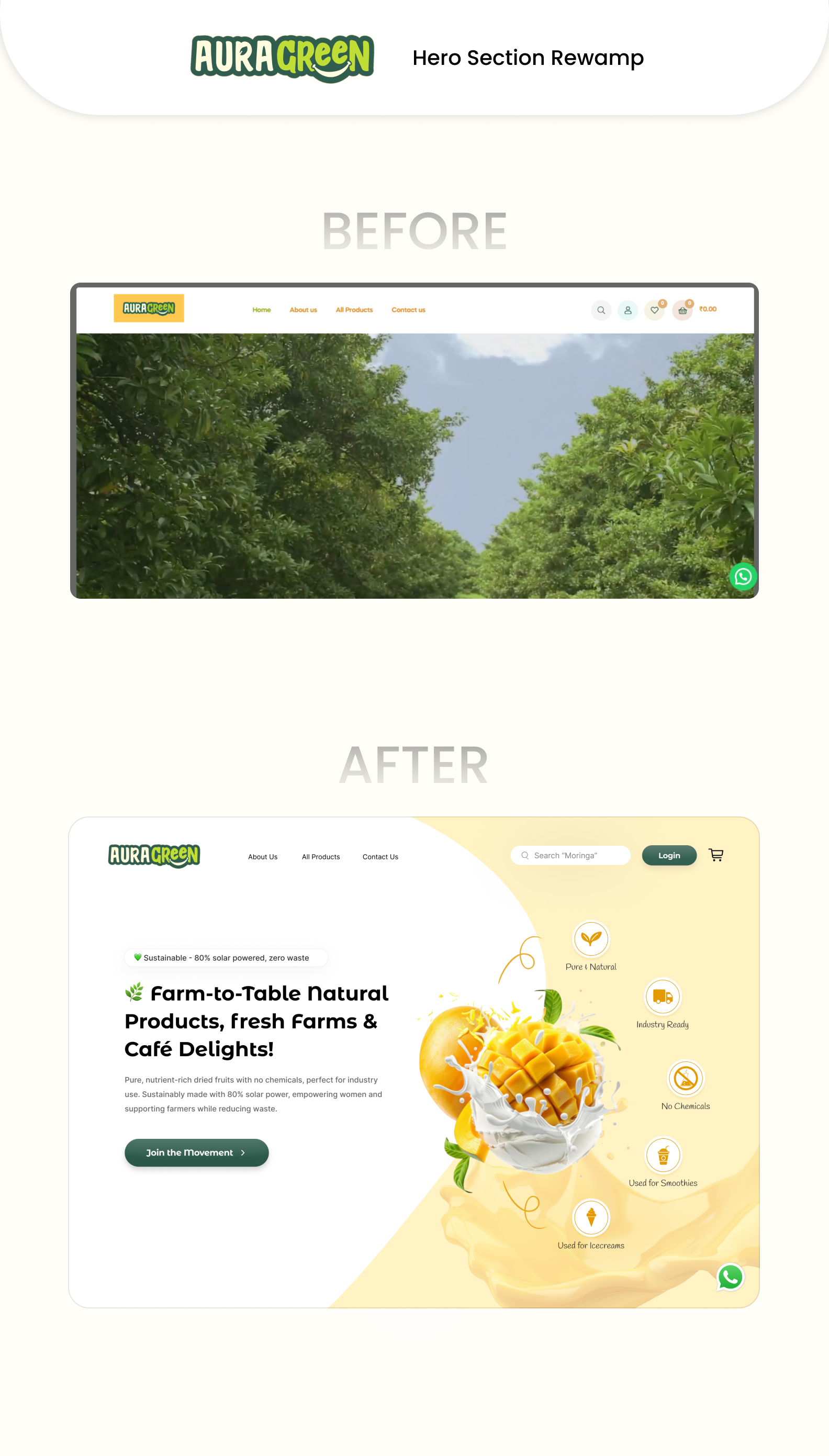 AuraGreen Hero Redesign | UI Design animation app branding design ecommerce form graphic design icon illustration interaction landing page logo minimal mobile typography ui ux vector web website