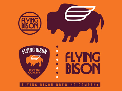 Flying Bison Brewing Company - Buffalo Breweries badge beer brewery buffalo buffalo ny logo merch retro thick lines