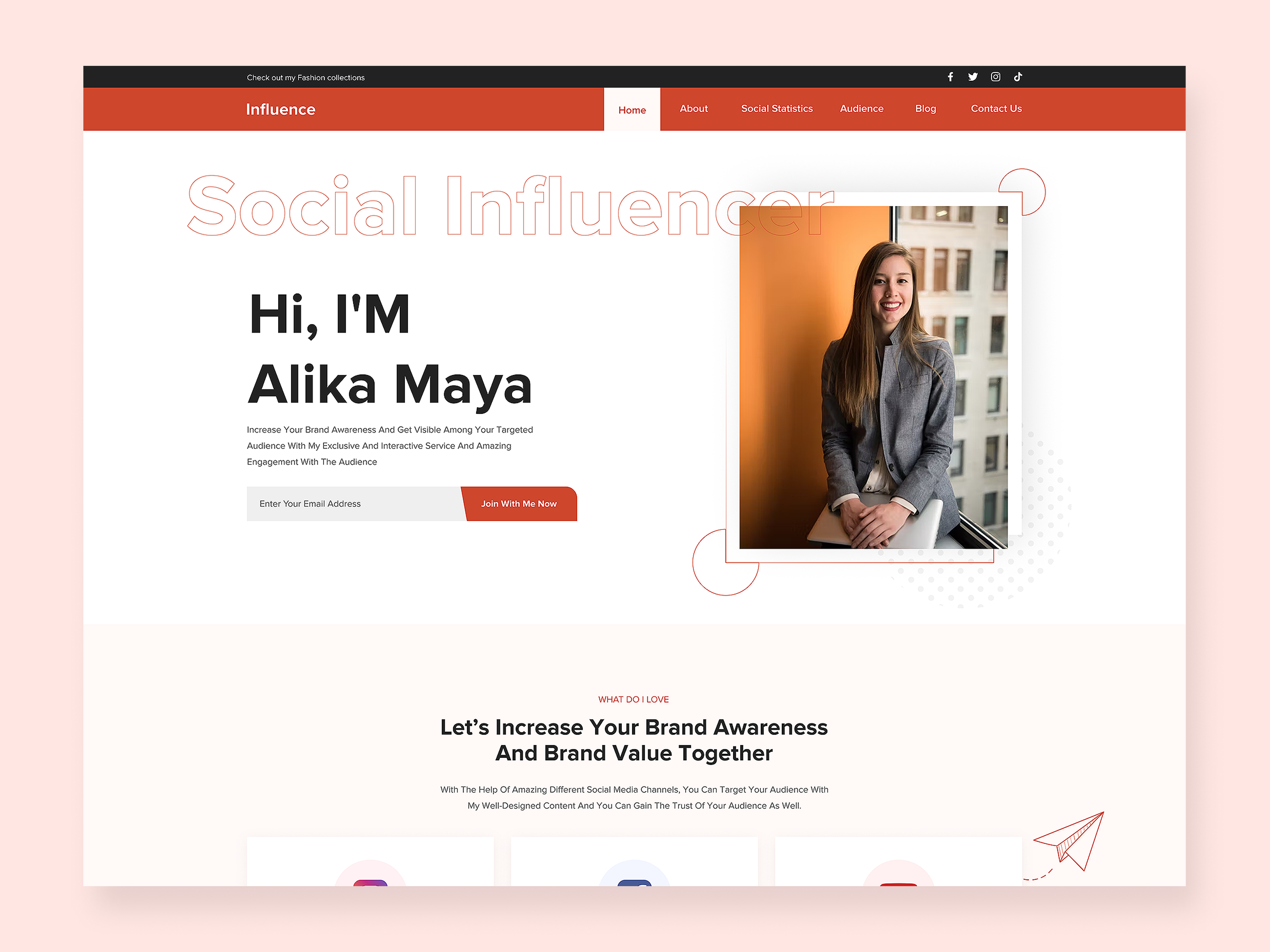 Social Influencer website design design ui uiux web design website design