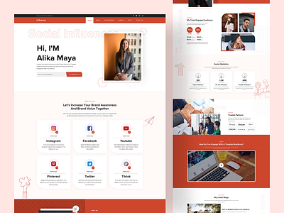 Social Media Influencer Website Design landingpage productdesign ui ux web design website website design