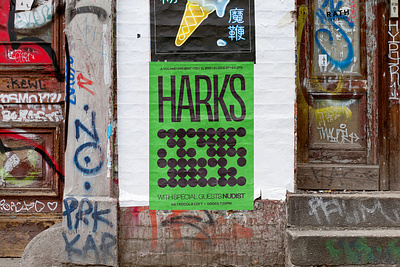 Harks Poster branding concert culture design entertaining gig green illustration indie instagram live liverpool music pattern poster print punk social media street venue