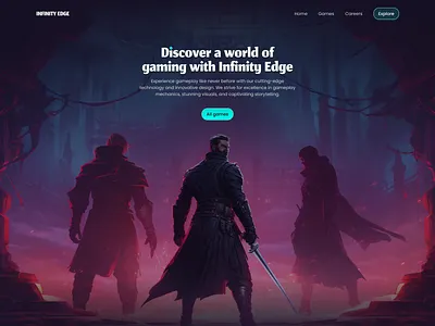 Inifinity Edge Landing Page front end development gaming ui web design
