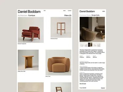 Website for Architect & Furniture Designer – Online Store branding collection ecommerce furniture interior logo minimal mobile online store product details tablet ui ui design ux ux design web web design website