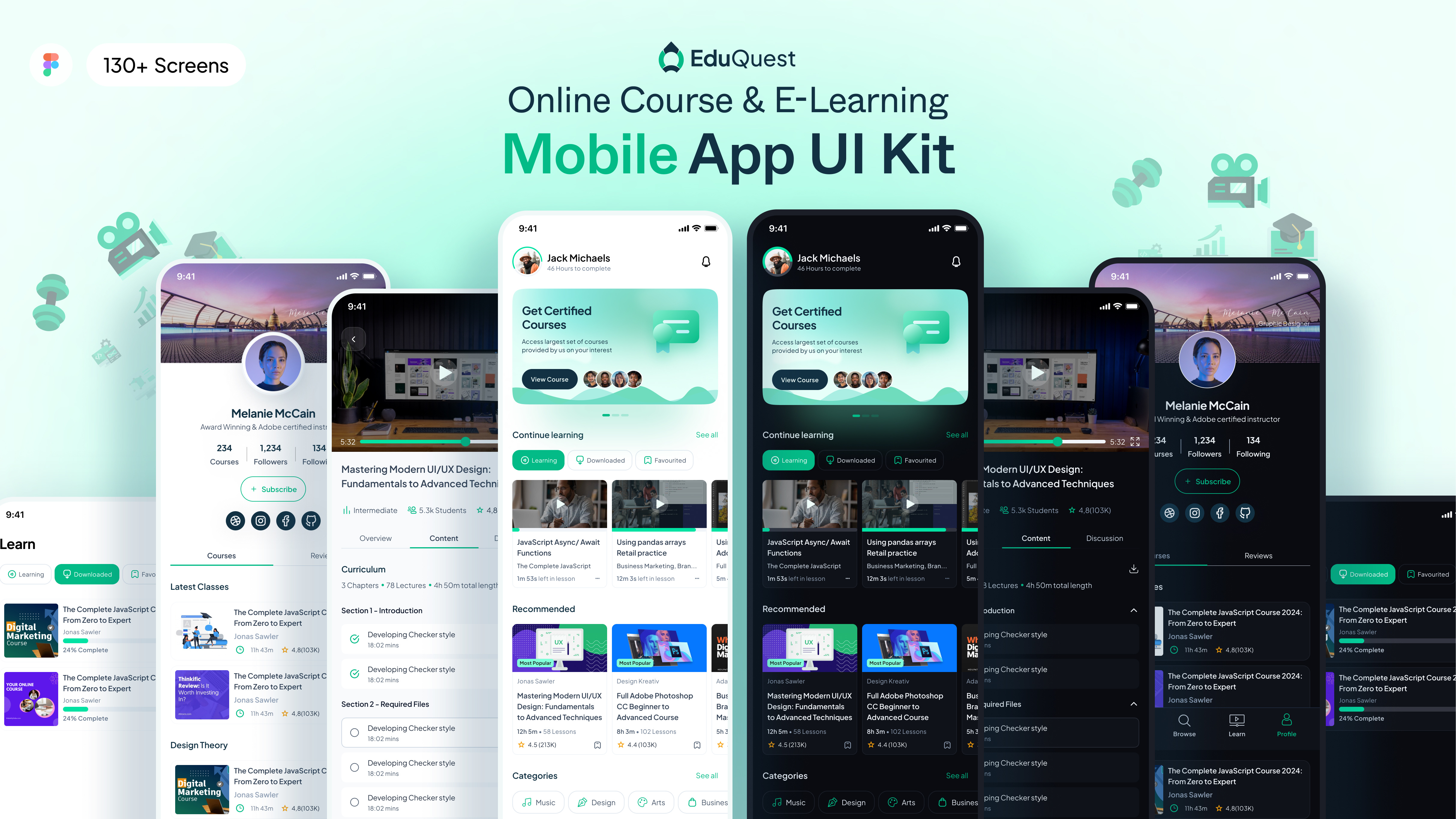 EduQuest Mobile UI Kit app ui graphic design learning app mobile design mobileap ui ui kit uiux webdesign