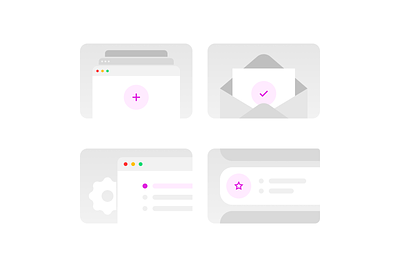 Interface Clean Illustrations branding browser clean design envelope fintech grid icons illustrations interface layout mail minimalistic purple settings simple ui