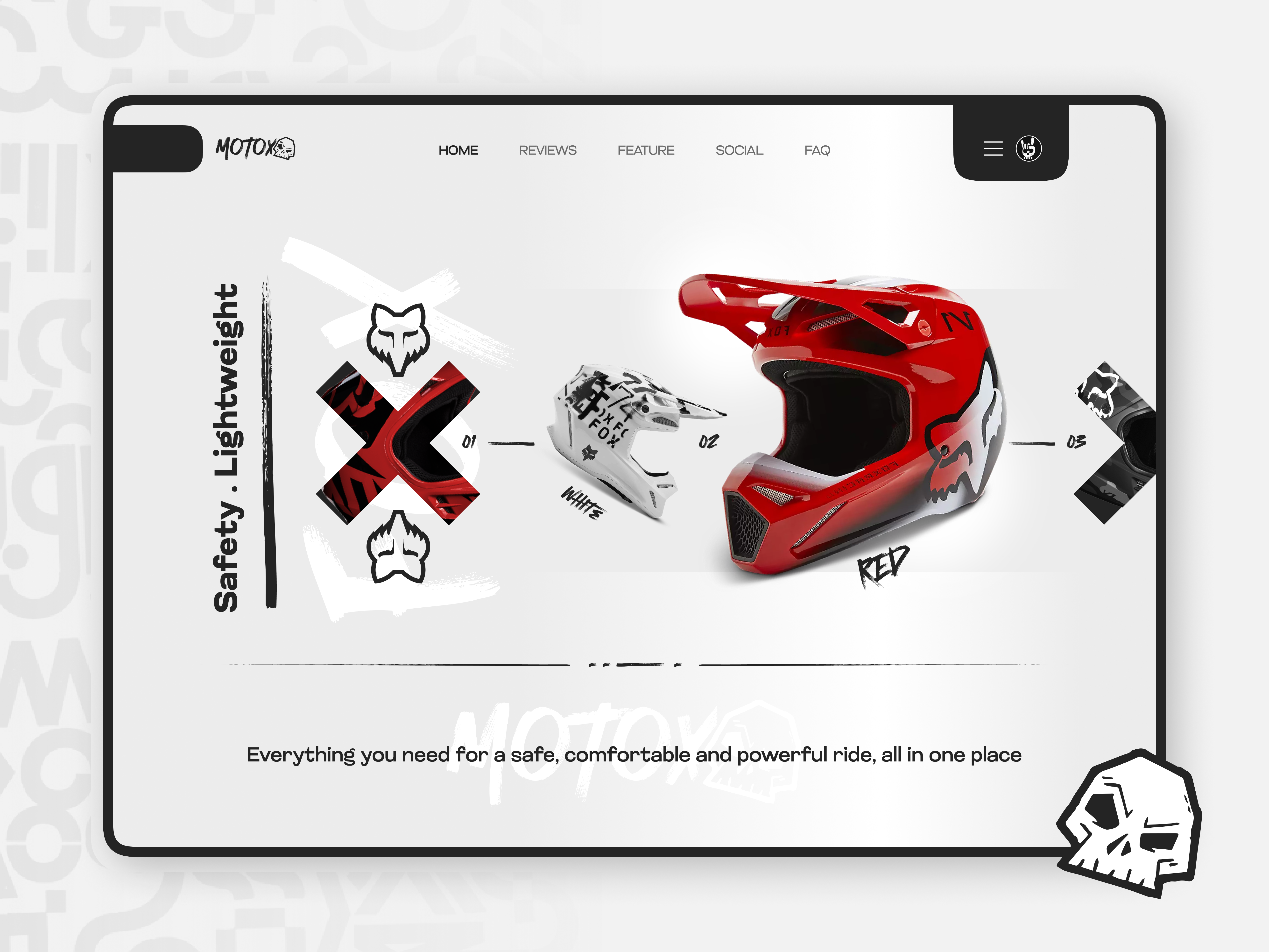 Motox - Motorcycle Accessories Store Website clean design desktop homepage light minimal moto motor motorcycle shop sport store trend ui uiux ux web website