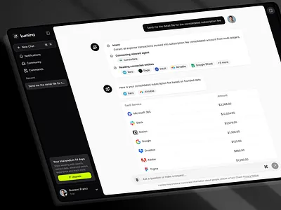 AI Chatbot - Saasflows.io ai ask assistant bot chat communication dark dashboard gpt ui ux web