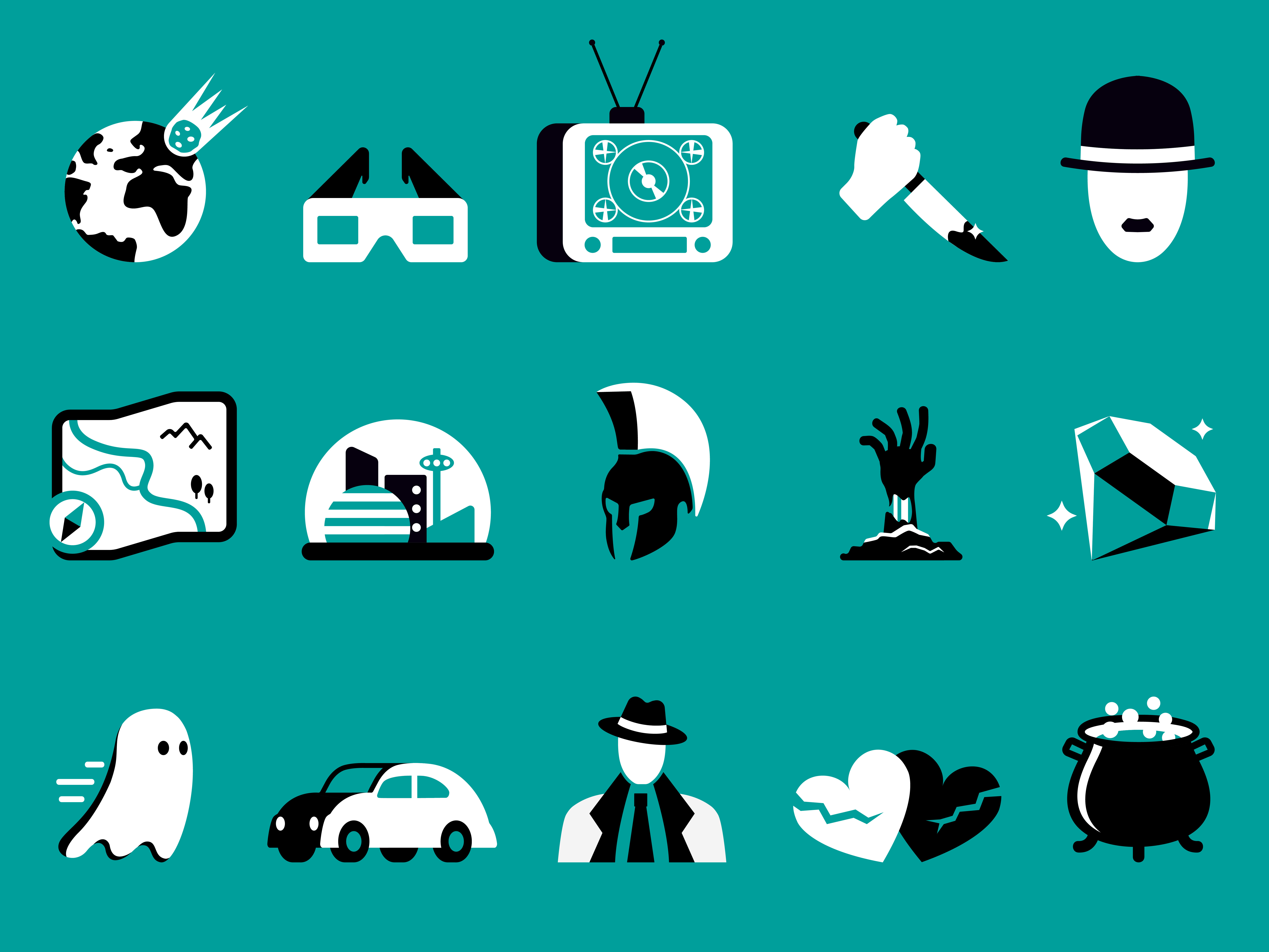 Movie Genre Icons cartoon film flat genre icon icons illustration movie simple ui ux vector vectorart