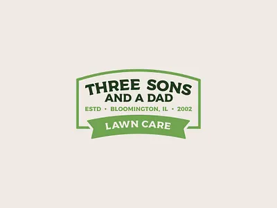Three Sons and a Dad Branding 3 badge branding business design family graphic design grass green icon illustration lawncare leaf logo mowing patch typography vector