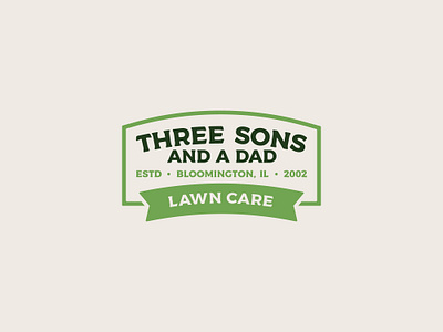 Three Sons and a Dad Branding 3 badge branding business design family graphic design grass green icon illustration lawncare leaf logo mowing patch typography vector