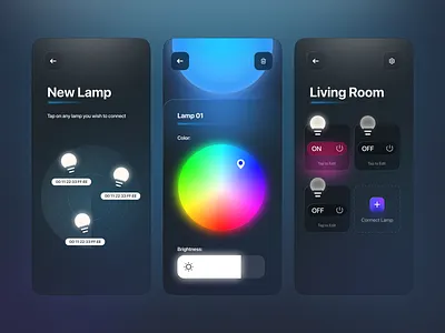 Kunden Lamp Smart Home Application app design application color wheel dashboard home automation illu illustration lamp remote control smart device smart home smart light
