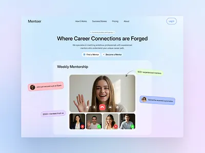 Career Mentorship Website Design aesthetic web design career counselling website career mentorship website coaching website landing page light mode website mentorship website modern web design saas hero section saas landing page saas website design saas website hero section video call