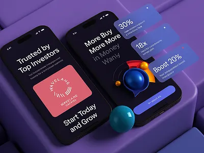 Wavelane | Fintech App UI, Mobile Design, 3D Promo Scene ai ai generation tool ai tool design ai tool website application design branding dark theme design finances financial mobile app graphic design illustration logo mobile mobile app ui uiux user experience user interface ux