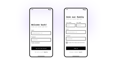 DailyUI Challenge #01 - Auth pages #dailyui app code coding course design log in minimalist mobile mobile app monospace sign in sign up ui ui ux uiux ux