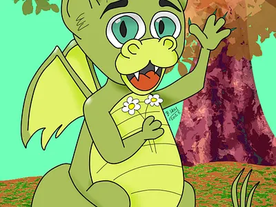 Cute little Dragon childrenbookillustration cute dragon forkids graphic design illustration