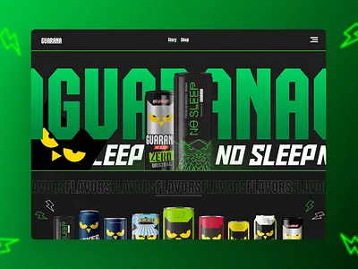 Guarana Enery Drink Landing Page dark green darkmode energy figmadesign green guarana landingpage uiux webdesign