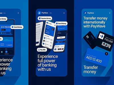 PayWave | Mobile Banking Ads, UI Mockups, Brand 3d ai ai generation tool ai tool design ai tool website branding design financial marketing graphic design graphics illustration instagram logo marketing marketing materials posts stories ui user experience user interface