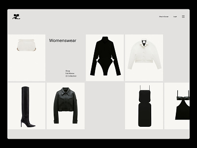 Courrèges Category Page branding concept design ecommerce editorial fashion fashion store fashion store grid design logo minimalist mobile modern design motion product ui ux web white space