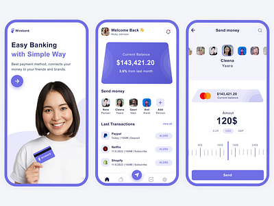 Wirebank Mobile App app bank bank app banking app finance app mobile banking mobile banking ui mobile design mobile finance app online banking