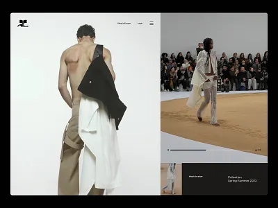 Courrèges Home Page branding concept design editorial fashion fashion store fashion store graphic design grid design logo minimalist mobile modern design motion ui ux web web design website white space