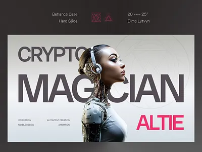 Behance Presentation | Hero Slide ai art ai design behance case study clean design geometry gradient graphic design grey colour mockup neat design presentation sacred symbol services smart design typography