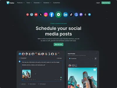 Schedule | Landing Page add design facebook landing linkedin management media page post schedule social tiktok twitter ui ux web x